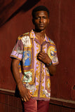 Barabas Men's Wholesale Wilderness Casual Rhinestone Short-Sleeve Shirt 6SSR01 Violet