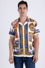 Barabas Men's Wholesale Wilderness Casual Rhinestone Short-Sleeve Shirt 6SSR01 White