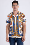 Barabas Men's Wholesale Wilderness Casual Rhinestone Short-Sleeve Shirt 6SSR01 White