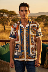 Barabas Men's Wholesale Wilderness Casual Rhinestone Short-Sleeve Shirt 6SSR01 White