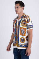 Barabas Men's Wholesale Wilderness Casual Rhinestone Short-Sleeve Shirt 6SSR01 White