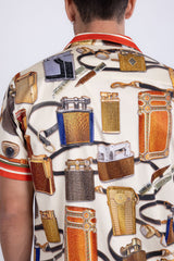 Men's Wholesale Regal Rhinestone Casual Short-Sleeve Shirt | BARABAS 6SSR02 Beige