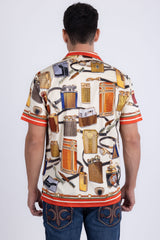 Men's Wholesale Regal Rhinestone Casual Short-Sleeve Shirt | BARABAS 6SSR02 Multi