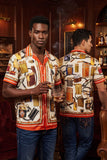 Men's Wholesale Regal Rhinestone Casual Short-Sleeve Shirt | BARABAS 6SSR02 Cream