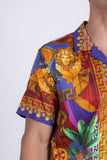 Men's Wholesale Roman Rhinestone Casual Short-Sleeve Shirt | BARABAS 6SSR03 Blue
