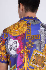 Men's Wholesale Roman Rhinestone Casual Short-Sleeve Shirt | BARABAS 6SSR03 Gold