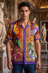Men's Wholesale Roman Rhinestone Casual Short-Sleeve Shirt | BARABAS 6SSR03 Multi