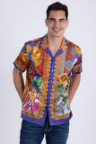 Men's Wholesale Roman Rhinestone Casual Short-Sleeve Shirt | BARABAS 6SSR03 Red
