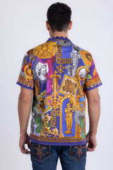 Men's Wholesale Roman Rhinestone Casual Short-Sleeve Shirt | BARABAS 6SSR03 Violet
