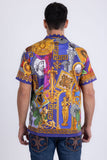 Men's Wholesale Roman Rhinestone Casual Short-Sleeve Shirt | BARABAS 6SSR03 Violet