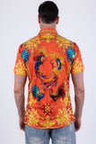 Men's Wholesale Rhinestone Animal Print Short-Sleeve Shirt | BARABAS 6SSR05 Yellow