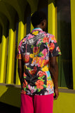 Barabas Men's Wholesale Rhinestone Cocktails Floral Short-Sleeve Shirt 6SSR06 Pink