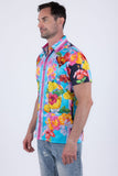 Barabas Men's Wholesale Rhinestone Cocktails Floral Short-Sleeve Shirt 6SSR06 Light Blue