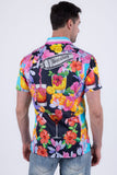 Barabas Men's Wholesale Rhinestone Cocktails Floral Short-Sleeve Shirt 6SSR06 Black