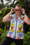 Barabas Men's Wholesale Rhinestone Cocktails Floral Short-Sleeve Shirt 6SSR06 White