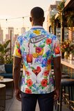 Barabas Men's Wholesale Rhinestone Cocktails Floral Short-Sleeve Shirt 6SSR06 White