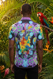 Men's Wholesale Casual Parrot Rhinestone Short-Sleeve Shirt | BARABAS 6SSR07 Black