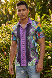Men's Wholesale Casual Parrot Rhinestone Short-Sleeve Shirt | BARABAS 6SSR07 Black