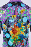 Men's Wholesale Casual Parrot Rhinestone Short-Sleeve Shirt | BARABAS 6SSR07 Charcoal