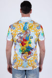 Men's Wholesale Casual Parrot Rhinestone Short-Sleeve Shirt | BARABAS 6SSR07 White
