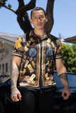 Men's Wholesale Rhinestone Billionaire Short-Sleeve Shirt | BARABAS 6SSR09 Black