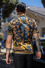 Men's Wholesale Rhinestone Billionaire Short-Sleeve Shirt | BARABAS 6SSR09 Black