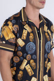 Men's Wholesale Rhinestone Billionaire Short-Sleeve Shirt | BARABAS 6SSR09 Yellow