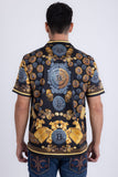 Men's Wholesale Rhinestone Billionaire Short-Sleeve Shirt | BARABAS 6SSR09 Black
