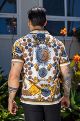 Men's Wholesale Rhinestone Billionaire Short-Sleeve Shirt | BARABAS 6SSR09 White