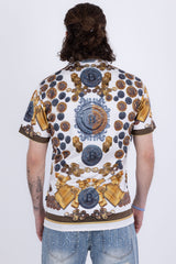 Men's Wholesale Rhinestone Billionaire Short-Sleeve Shirt | BARABAS 6SSR09 White
