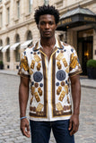 Men's Wholesale Rhinestone Billionaire Short-Sleeve Shirt | BARABAS 6SSR09 White