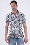 Men's Wholesale Vineyard Floral  Rhinestone Short-Sleeve Shirt | BARABAS 6SSR11 Black