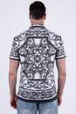 Men's Wholesale Vineyard Floral  Rhinestone Short-Sleeve Shirt | BARABAS 6SSR11 White