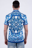 Men's Wholesale Vineyard Floral  Rhinestone Short-Sleeve Shirt | BARABAS 6SSR11 Navy