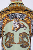 Men's Wholesale Tiger Floral  Rhinestone Short-Sleeve Shirt | BARABAS 6SSR12 Sage Gold