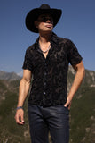 Barabas Wholesale Men's See-Through Floral Printed Short Sleeve Shirts 6SST03 Black Beauty