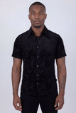 Barabas Wholesale Men's See-Through Floral Printed Short Sleeve Shirts 6SST03 Black