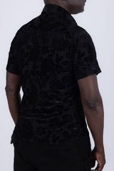 Barabas Wholesale Men's See-Through Floral Printed Short Sleeve Shirts 6SST03 Black