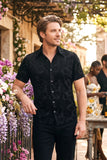 Barabas Wholesale Men's See-Through Floral Printed Short Sleeve Shirts 6SST03 Black Beauty
