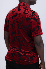 Barabas Wholesale Men's See-Through Floral Printed Short Sleeve Shirts 6SST03 Red
