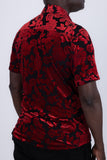 Barabas Wholesale Men's See-Through Floral Printed Short Sleeve Shirts 6SST03 Red