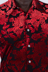 Barabas Wholesale Men's See-Through Floral Printed Short Sleeve Shirts 6SST03 Black Red
