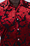 Barabas Wholesale Men's See-Through Floral Printed Short Sleeve Shirts 6SST03 Black Red
