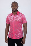 Barabas Wholesale Men's See-Through Floral Printed Short Sleeve Shirts 6SST03 Pink