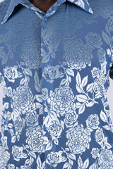 Barabas Wholesale Men's See-Through Floral Printed Short Sleeve Shirts 6SST03 Navy