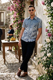 Barabas Wholesale Men's See-Through Floral Printed Short Sleeve Shirts 6SST03 Silver Sky