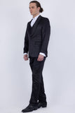 Barabas Wholesale Men's Floral Geometric 3-Pieces Set Shawl Lapel Suit 6SU02 Black