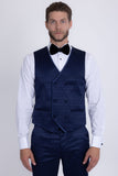 Barabas Wholesale Men's Floral Geometric 3-Pieces Set Shawl Lapel Suit 6SU02 Navy