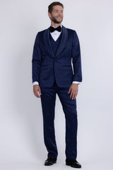 Barabas Wholesale Men's Floral Geometric 3-Pieces Set Shawl Lapel Suit 6SU02 Navy