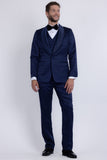 Barabas Wholesale Men's Floral Geometric 3-Pieces Set Shawl Lapel Suit 6SU02 Navy
